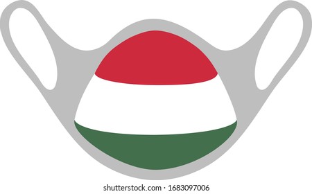 Illustration Of Medical Mask With Hungary Flag