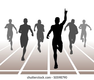 Illustration of men finishing a sprint race - Powered by Shutterstock