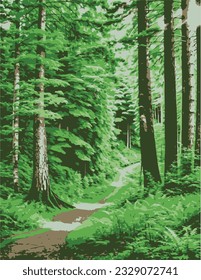 Illustration of the middle of the forest