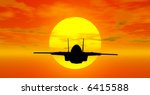 illustration of military plane with sunset behind