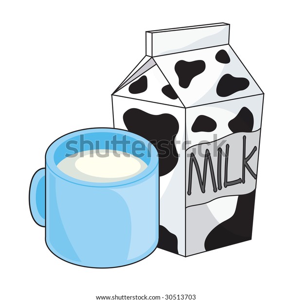 Illustration Milk Cup Milk Carton Stock Illustration