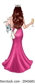 Illustration Of Miss Universe In A Chic Dress