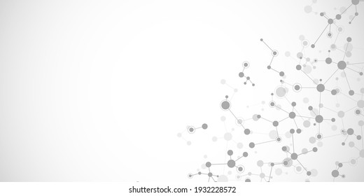 Illustration of molecular structure and genetic engineering, molecules DNA, neural network, scientific research. Abstract background for innovation technology, science, healthcare, and medicine.
