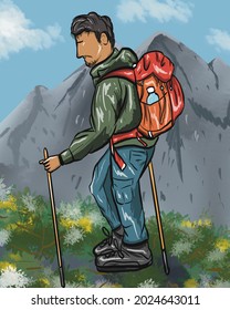 Illustration Montain Climbing, Montain, Climbing