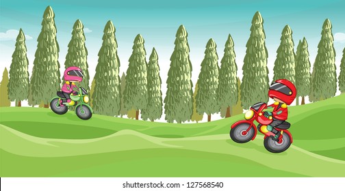 Illustration Motorcycle Race Stock Vector (Royalty Free) 124930118 ...