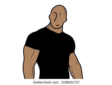 Illustration Of A Muscular Tough Guy.