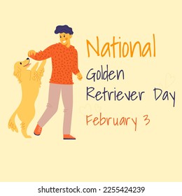 Illustration for National Golden Retriever Day. An adorable golden retriever puppy icon. This is a cute illustration of a golden retriever dog. Poster for Golden Retriever Day, February 3. - Powered by Shutterstock