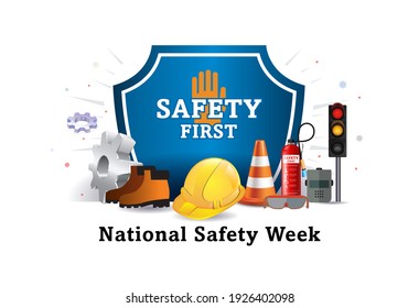 Illustration of National safety week and worker, employees safety awareness at working place - Powered by Shutterstock