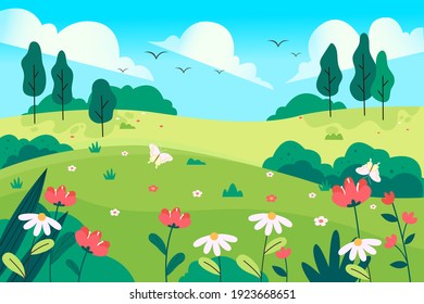 illustration of natural landscape in spring