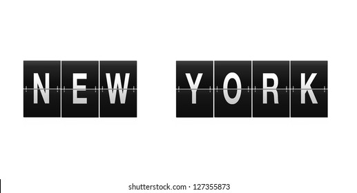 Illustration with a New  York word on a white background.