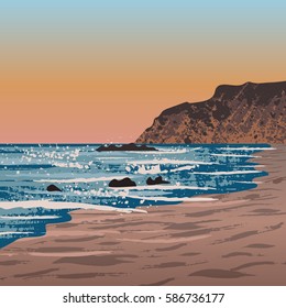 Illustration Of Newport Beach In Crystal Cove, USA