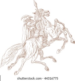 Illustration Of The Norse God Odin Riding Eight-legged Horse, Sleipner In The Wild Hunt.