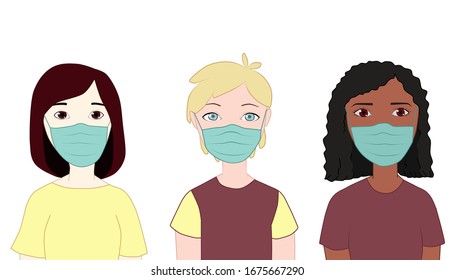 笑顔 女性 三人 のイラスト素材 画像 ベクター画像 Shutterstock