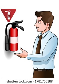 Illustration Of The Office Safety Know Where The Fire Extinguisher Placed For Occupational Awareness Events Poster