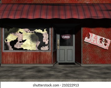 Illustration Of Old Abandoned Storefront