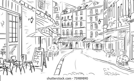 Illustration Old Town Sketch Stock Photo (Edit Now) 106022945