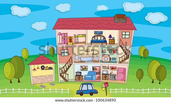 Illustration On Inside House Eps Vector Stock Illustration 100634890 ...