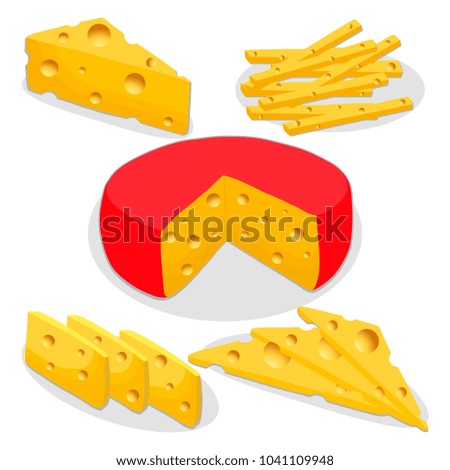 Similar – Image, Stock Photo Different types of cheeses isolated on white background