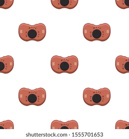 Illustration on theme seamless pattern baby pacifiers, dummy with rubber nipple. Baby pacifiers consisting of collection to newborn, good dummy nipple. Dummy nipple in pacifiers it baby care equipment