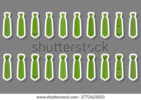 Illustration on theme set ties different types and neckties various size, ties pattern consisting of collection textile garments necktie for celebration vacation, necktie ties is accessory brutal man