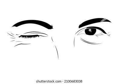 An Illustration Of One-sided Blinking Eye