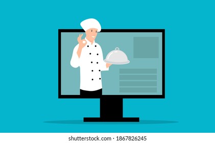 Illustration Of Online Chef Cooking Show