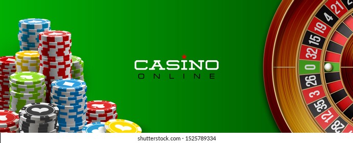 illustration Online web casino banner with american roulette on green surface table. Marketing Luxury green Banner Poker Jackpot zero with classic roulette. Advertising poster set Online web Casino