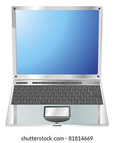 Illustration Of An Open Laptop From Straight On. Copy-space On Screen For Anything You Like