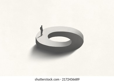 Illustration Of Optical Illusion Circle, Monotony Surreal Abstract Concept