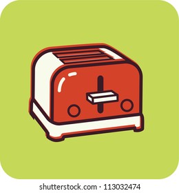 Illustration Of An Orange Retro Toaster