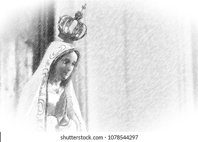 Illustration Of  Our Lady Of Fatima Praying