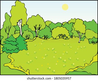 Illustration Outdoor Jungle Nature Stock Illustration 1805035957