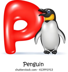 Illustration of P letter for Penguin - Powered by Shutterstock