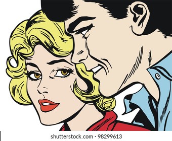 Illustration of a pair of lovers drawn in comic style - Powered by Shutterstock