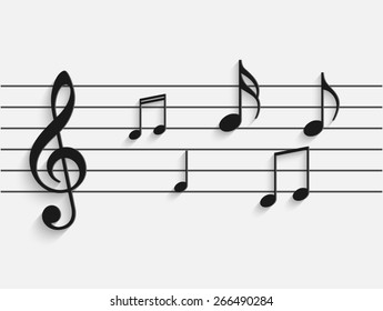 Illustration of paper musical notes against a light background.