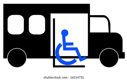 illustration of paratransit bus picking up wheelchair passenger