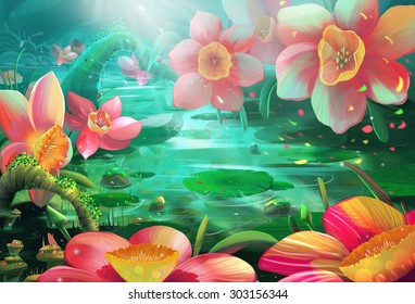 Illustration Mystery Forest Strange Plants Flowers のイラスト素材 Shutterstock