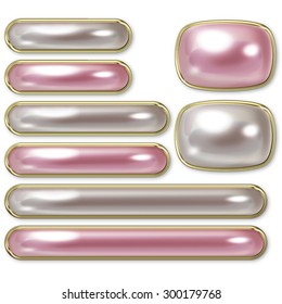 Illustration Of Pearl Buttons. Button Sets Of Various Sizes.