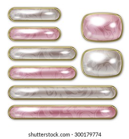 Illustration Of Pearl Buttons. Button Sets Of Various Sizes.