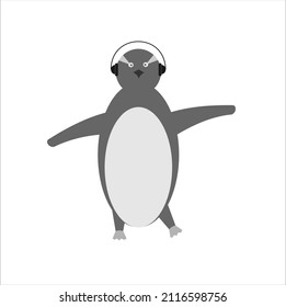 Illustration of a penguin dancing while playing music