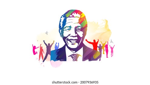 illustration of people celebrating international nelson mandela day of peace and humanity - Powered by Shutterstock