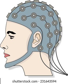 Illustration Of A Person Wearing An Eeg Headset.