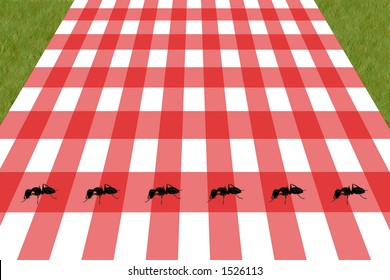 An Illustration Of A Picnic Table With Ants