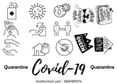 Illustration Pictures Of The Covid-19 Protocol And Healthy Care At Home Perfect For Announcement About Protocol Covid 19 , Etc.