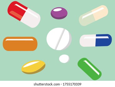 Illustration Of Pills Taken For Health And Treatment In Everyday Life