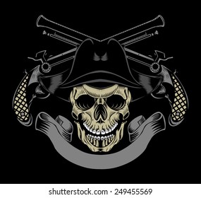 Illustration Pirate Skull Crossed Guns Stock Vector (Royalty Free ...