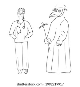 Illustration Plague Doctor Nurse Stock Illustration 1992219917 ...