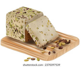 illustration of plain halva with pistachios