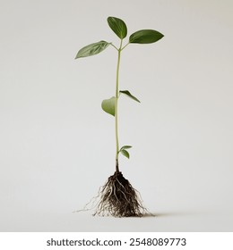 An illustration of a plant coming out of the ground on a studio background, Eco Friendly - Powered by Shutterstock