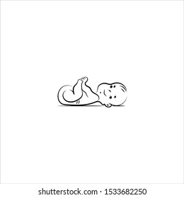 Illustration of playful baby, isolated on white. Baby lying and laughing on white background, illustration. - Powered by Shutterstock